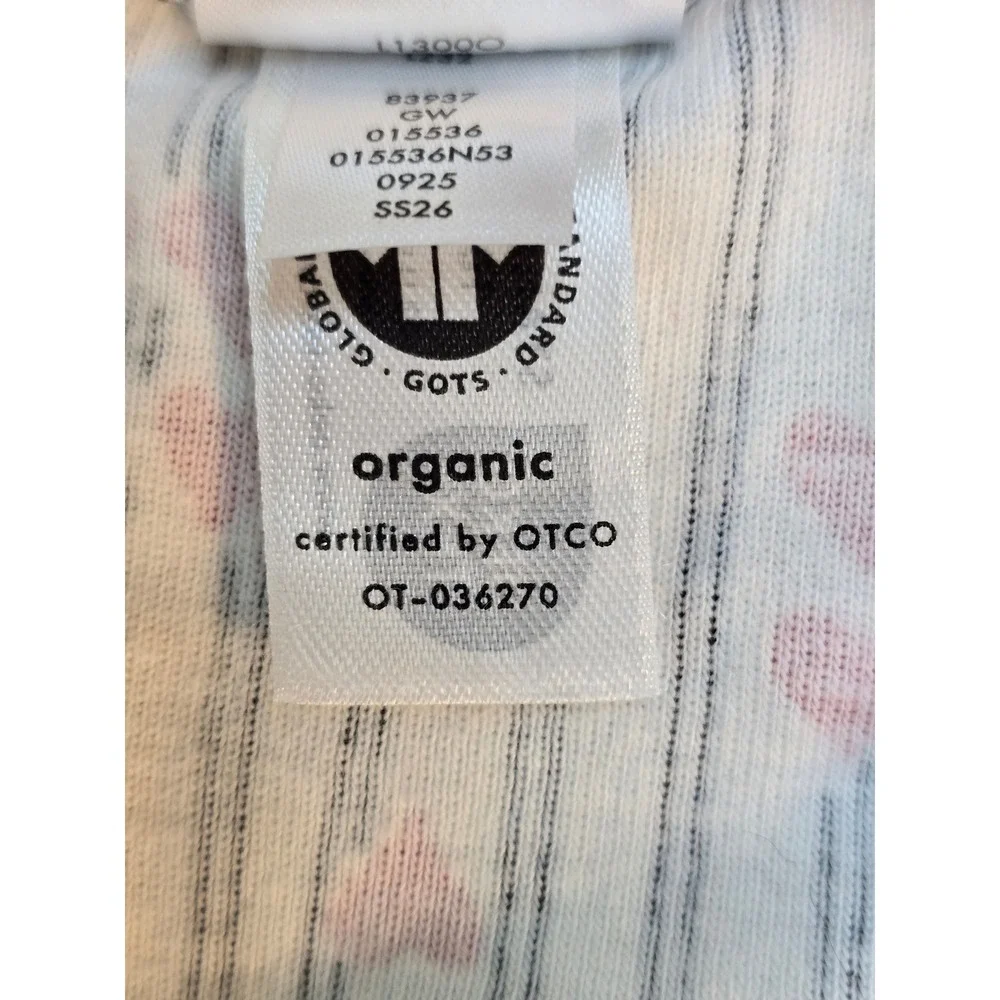 Hanna Andersson Baby Girls Heart Stripe Organic Cotton Sleeper 0-3M White Red